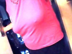 Braless saggy boobs on granny