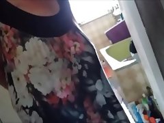 Braless saggy boobs on granny