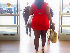 Thick ass tight orange dress