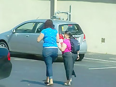 Young chunky girl walking