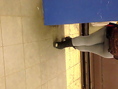 Candid booty on train platform