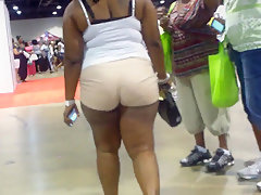 Chunky babe in tight shorts