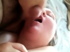 Eager fat lass takes a facial